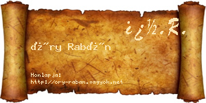 Őry Rabán névjegykártya